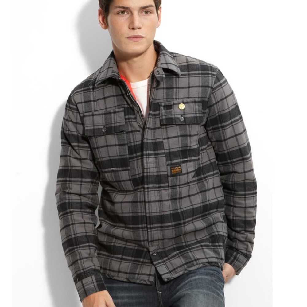 G-Star RAW Flight Deck Flannel Plaid Jacket Coat
